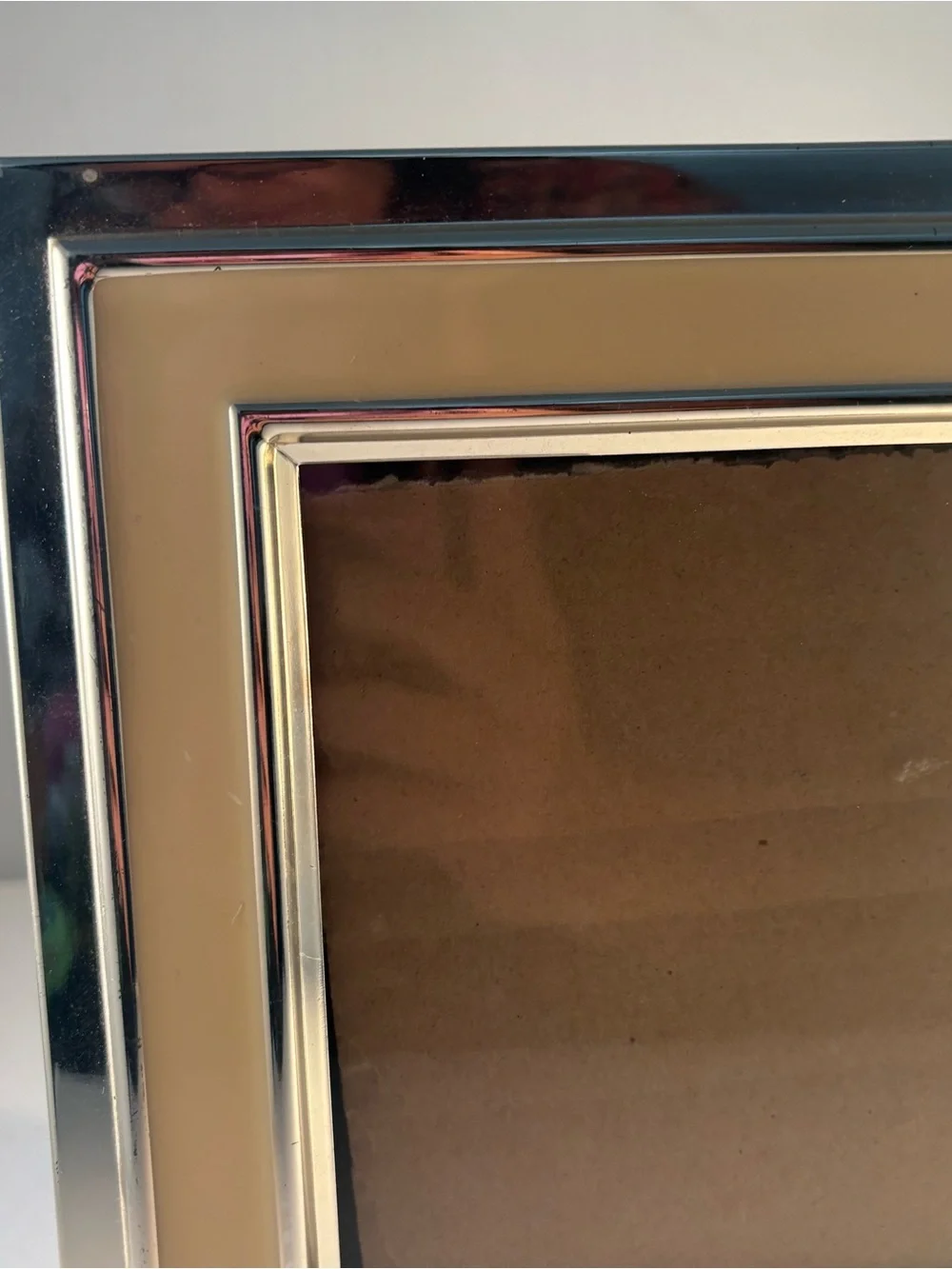 Sicura Italian Designs Photo Frame 7.75” Square Silver Beige Fits 5